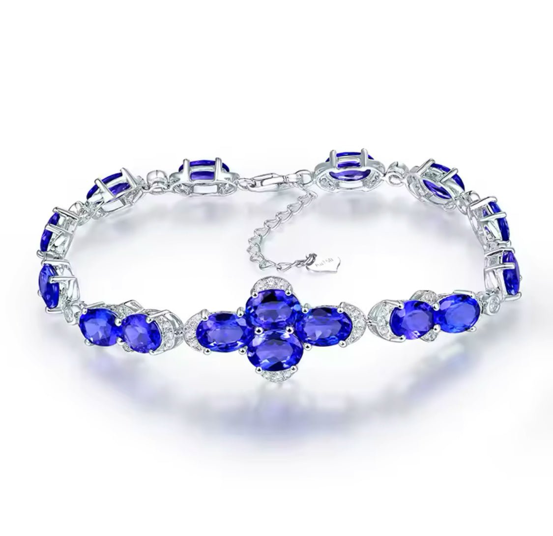 18Kt White Gold 10.72 ct Tanzanite Bracelet with Diamonds