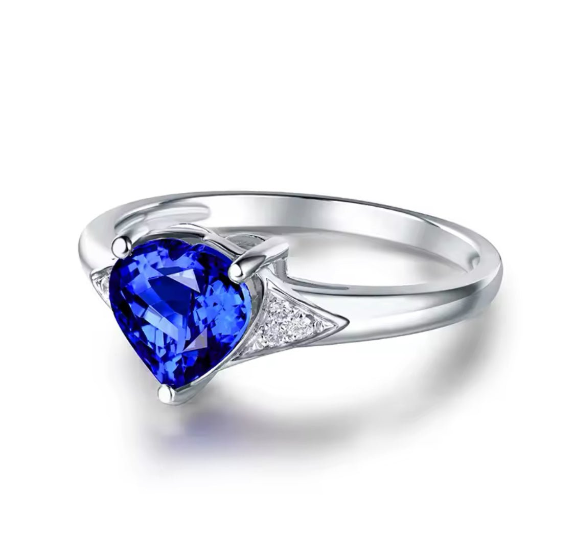 18Kt White Gold 1.63 ct Tanzanite Ring with Diamonds