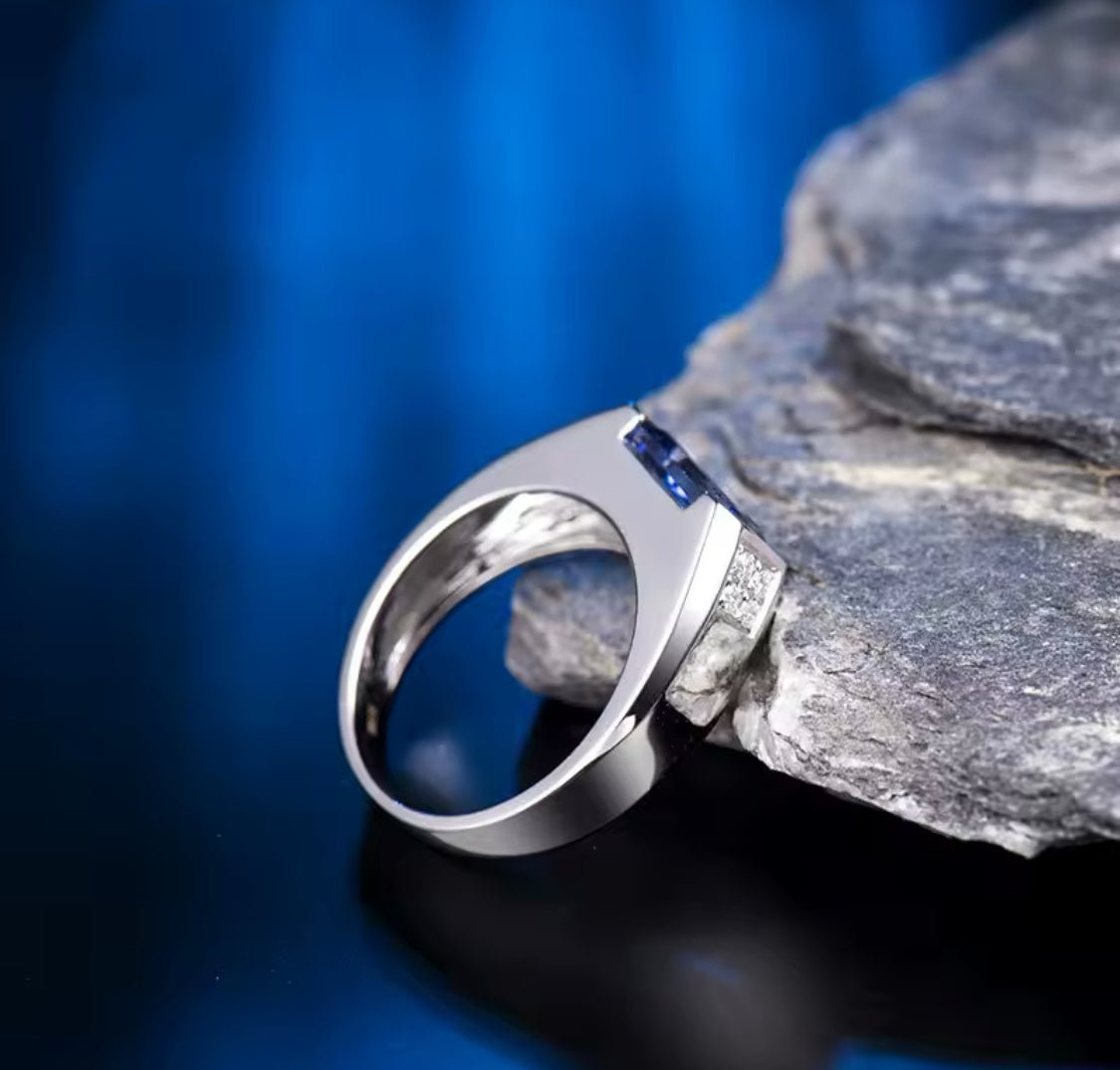 18Kt White Gold 3.19 ct Tanzanite Ring with Diamonds (Men)