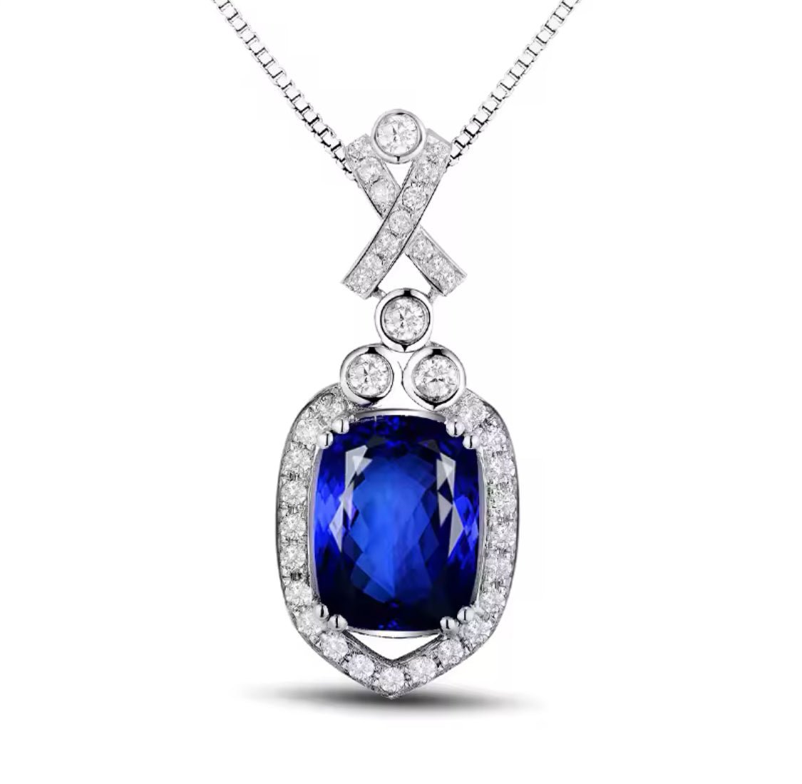 18Kt White Gold Diamonds 2.425 ct Tanzanite Pendants