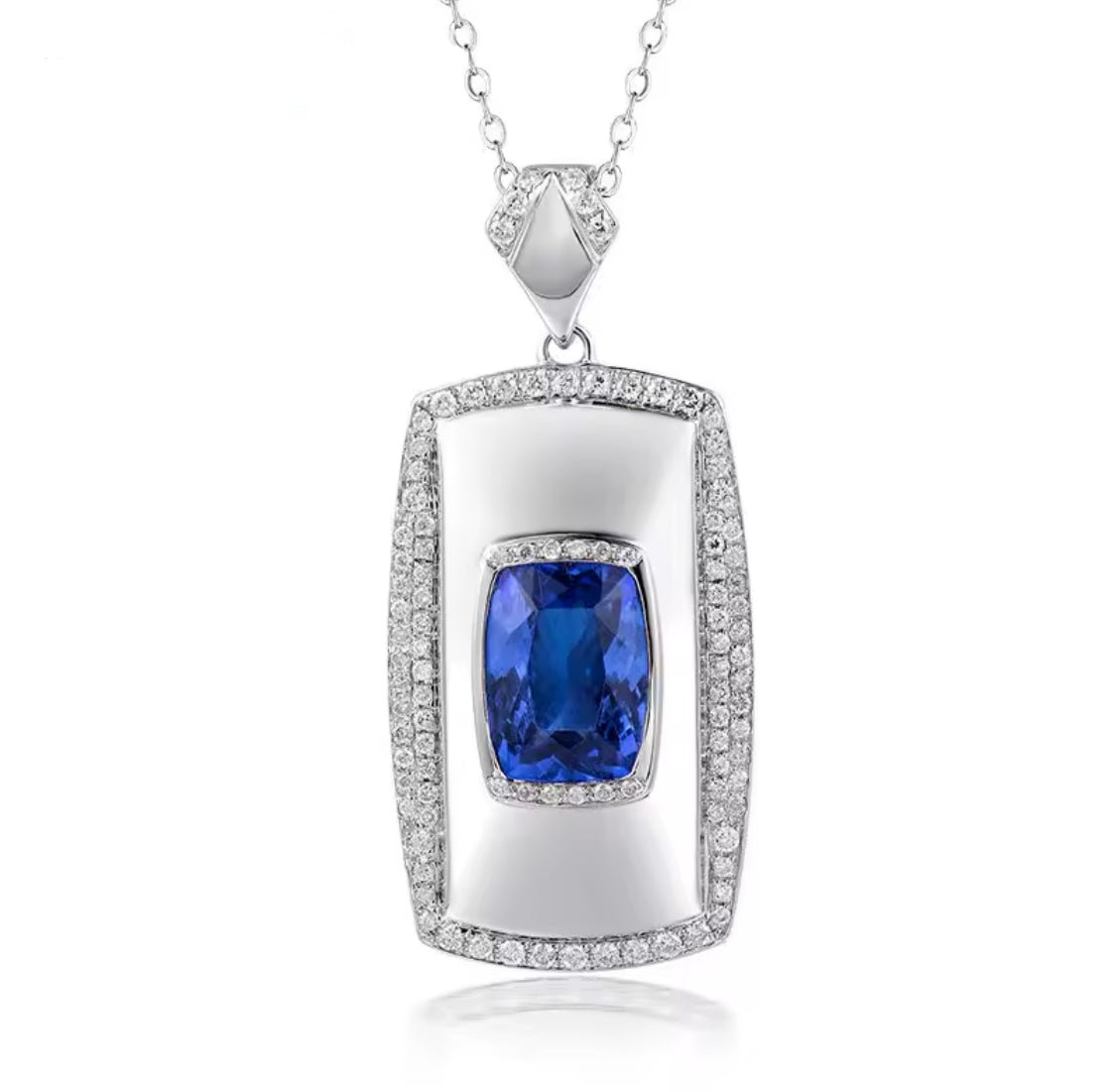 18Kt White Gold Diamonds 2.80 ct Tanzanite Pendants (Unisex)