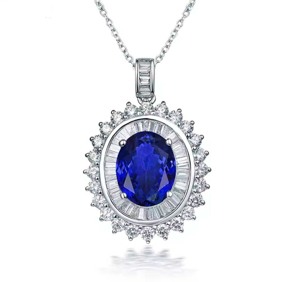 18Kt White Gold Diamonds 4.39 ct Tanzanite Pendants