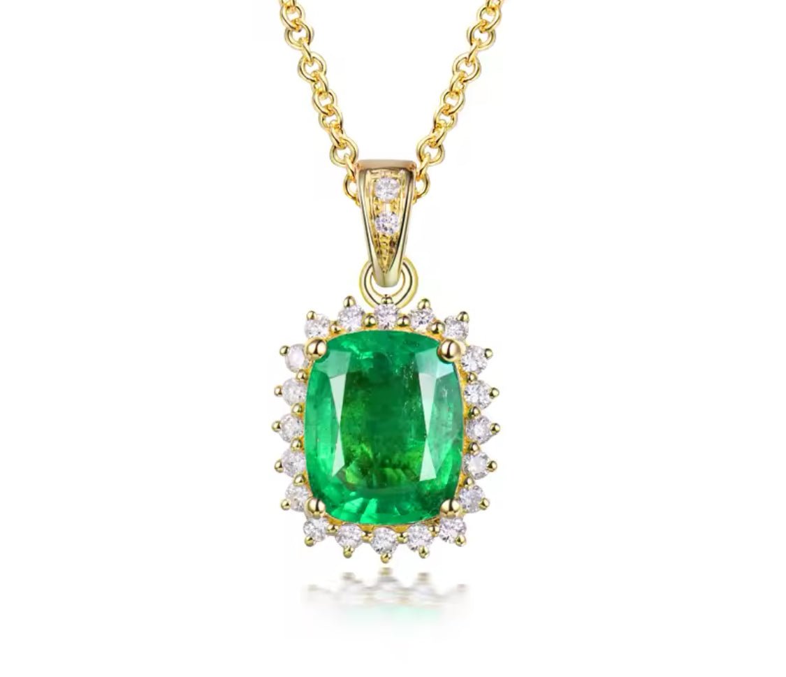 18Kt Yellow Gold Diamond & 1.50 ct Emerald Pendant