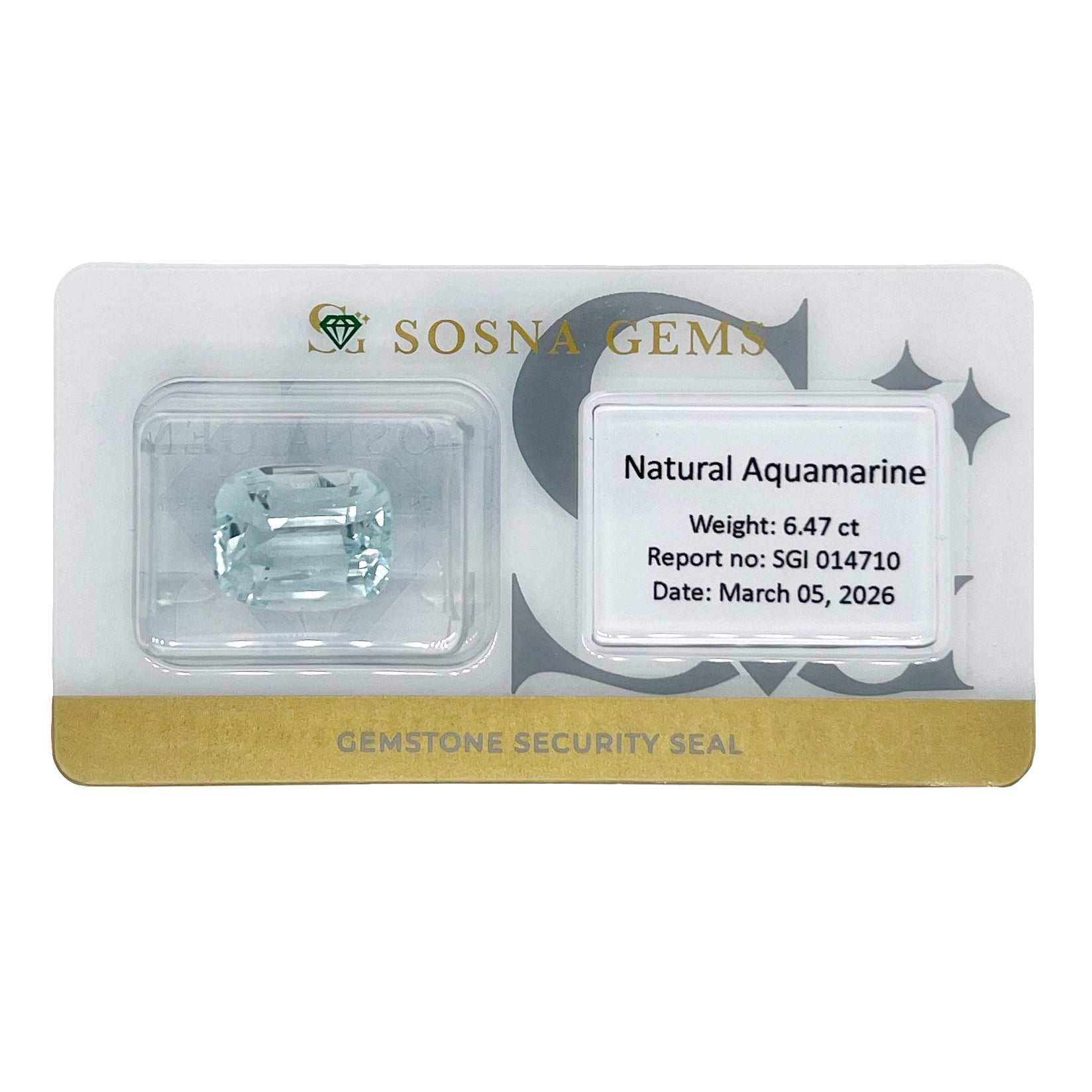 Natural Aquamarine 6.47 ct – Light Greenish Blue, Cushion Cut, Untreated