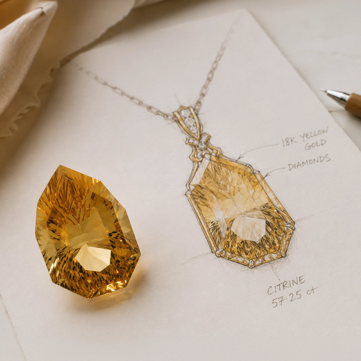 Natural citrine, pear cut, 57.25 ct, loose gemstone, view 7.
