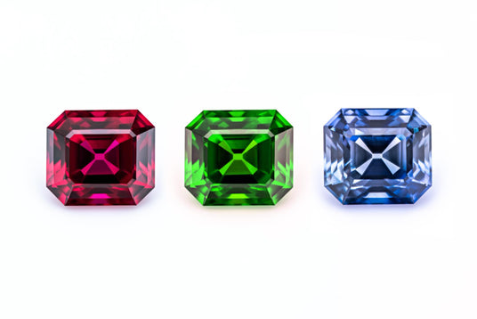 Color mix gemstones in octagonal cut