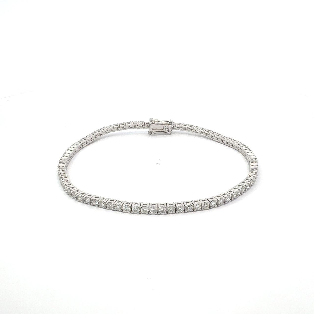 Diamond Tennis Bracelet 2.86 ct – Round Cut, 18K White Gold