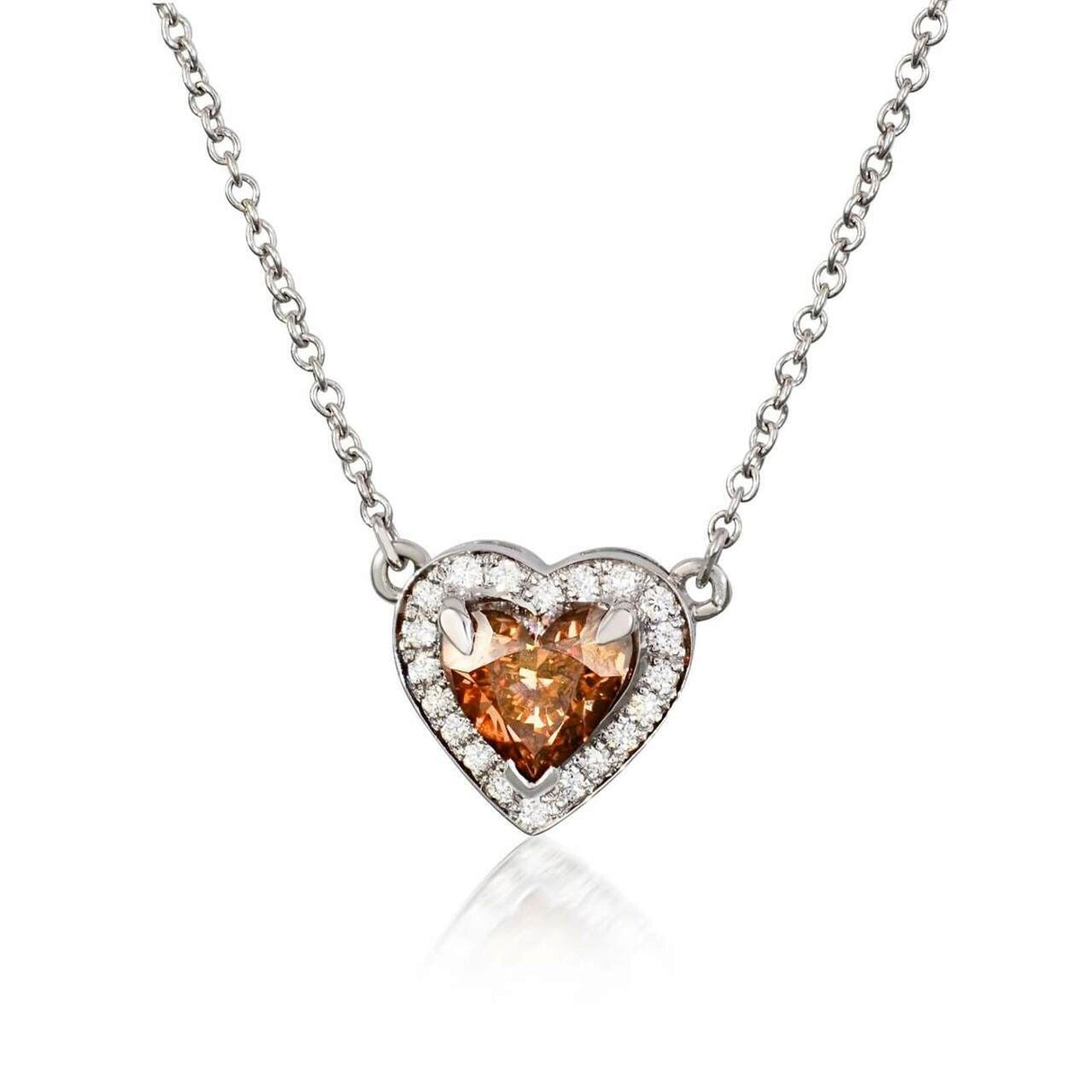 Heart - Shaped Champagne Diamond Pendant 0.86 ct – GIA, 18K White Gold