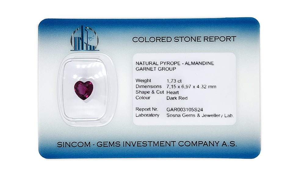 Natural Almandine Garnet 1.73 ct – Heart Cut, Untreated