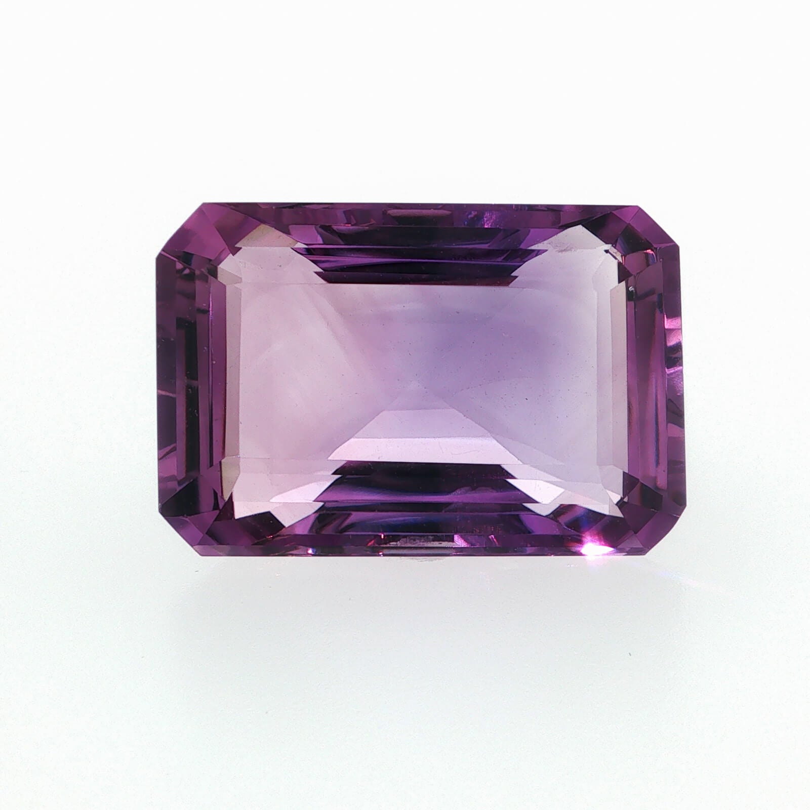 Natural amethyst, 48.46 carats, emerald cut, clarity: eye clean, purple color, measuring 28.08 × 18.83 × 12.63 mm