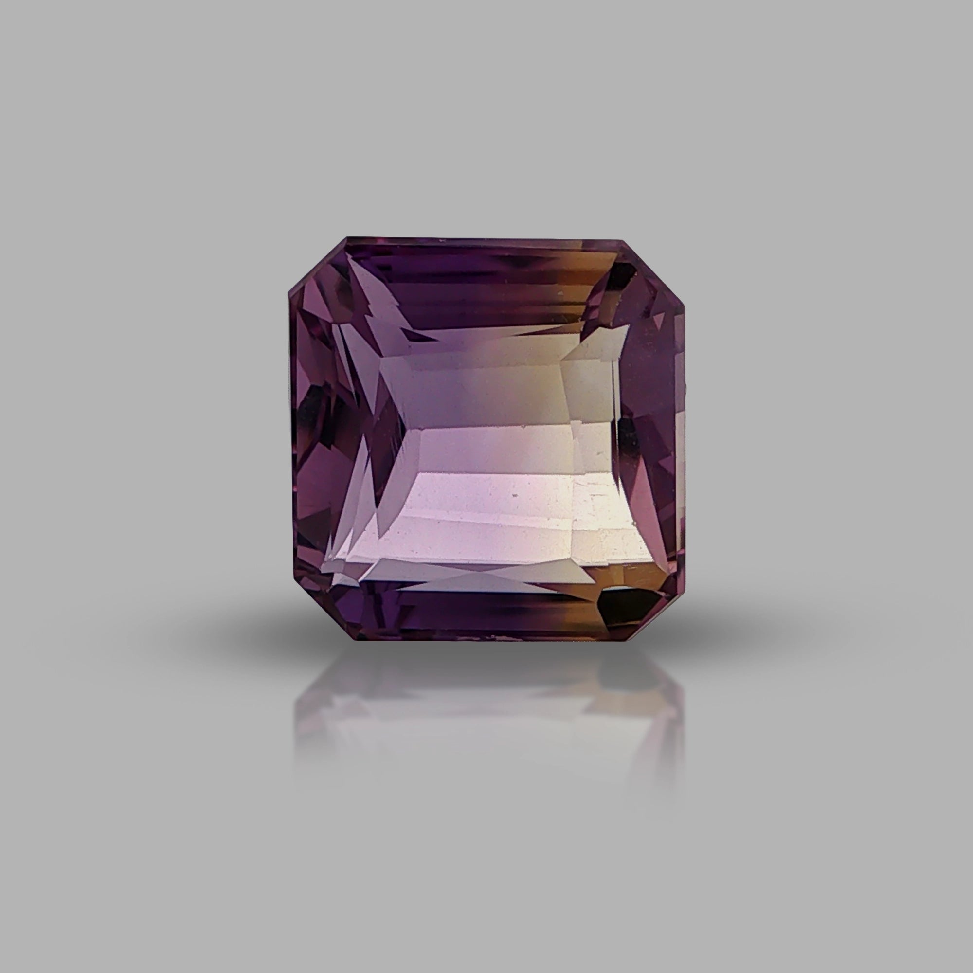 Natural ametrine, bicolor - purple / yellow, rectangle cut, 10.2 ct, loose gemstone.