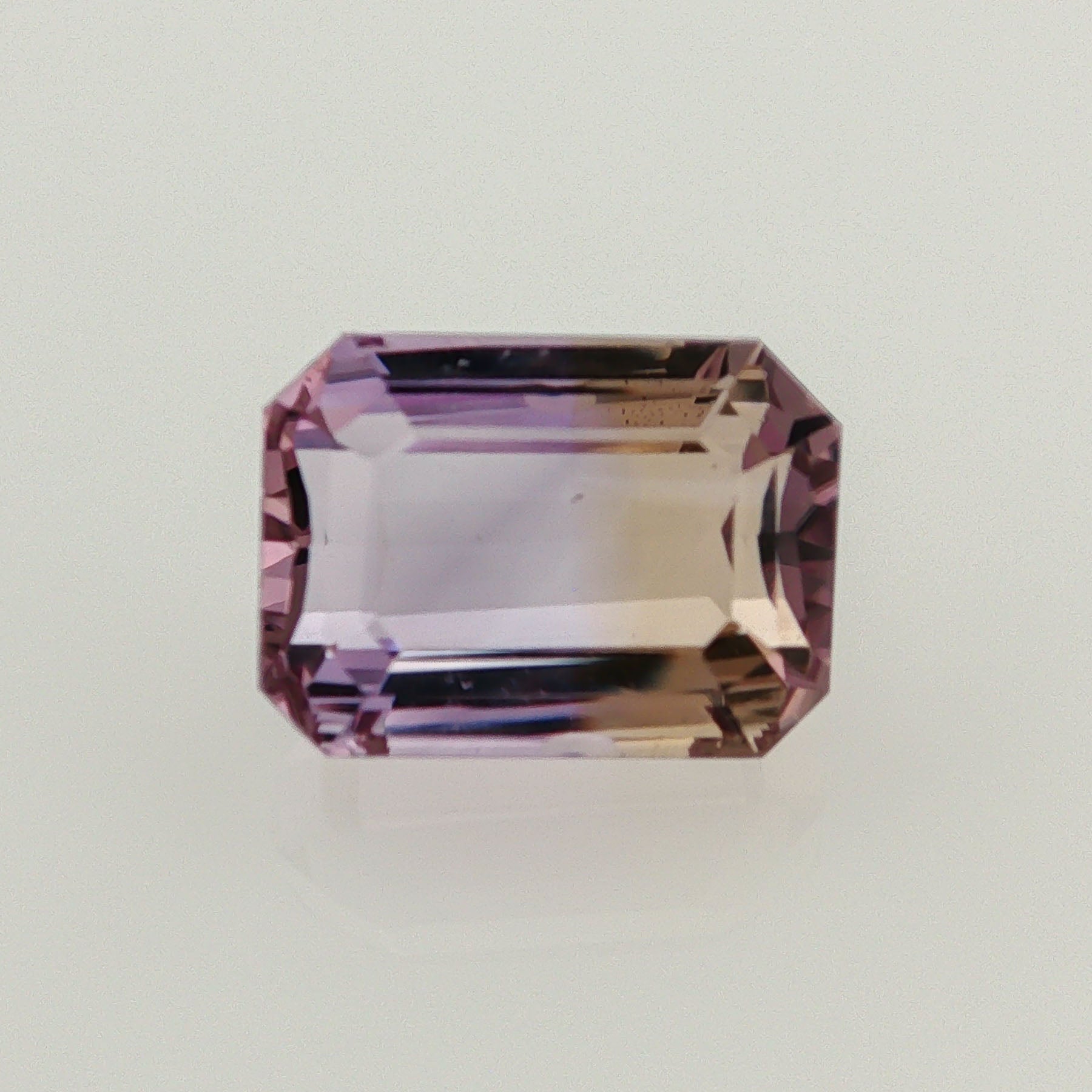Natural ametrine, light purple / light yellow, emerald cut, 10.82 ct, loose gemstone.