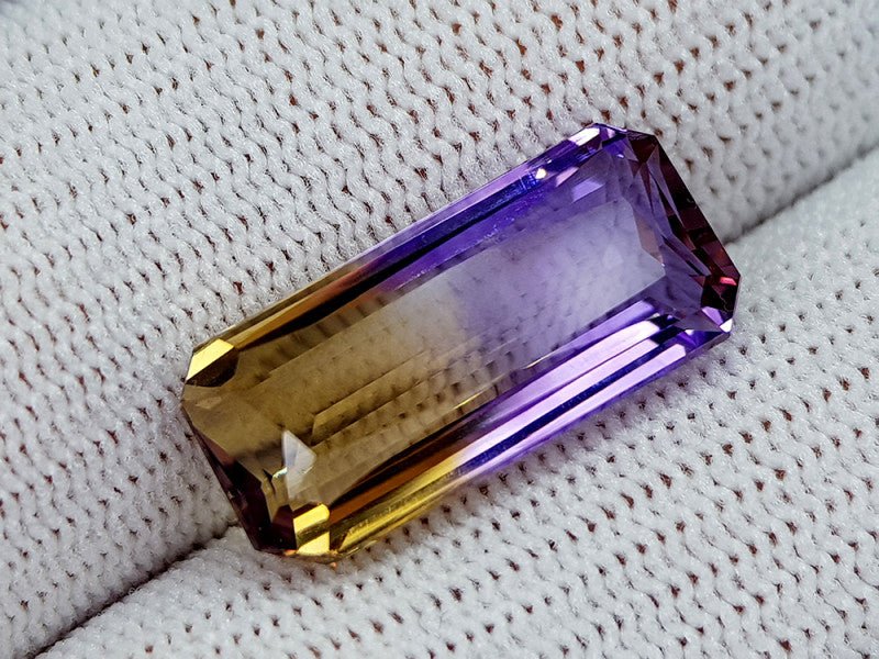 Natural Ametrine 11.12 ct – Purple - Yellow, Rectangular Cut, Untreated, Bolivia