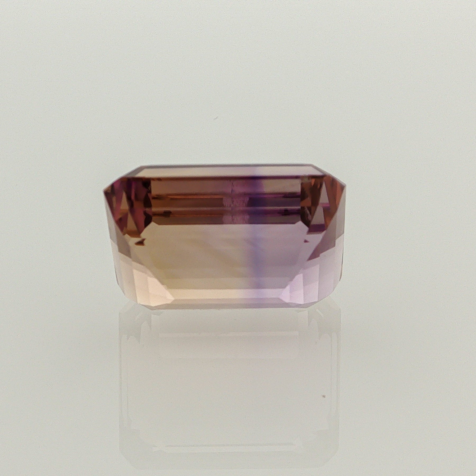 Natural ametrine, bicolor - vivid purple / vivid yellow, emerald cut, 14.37 ct, loose gemstone, view 3.