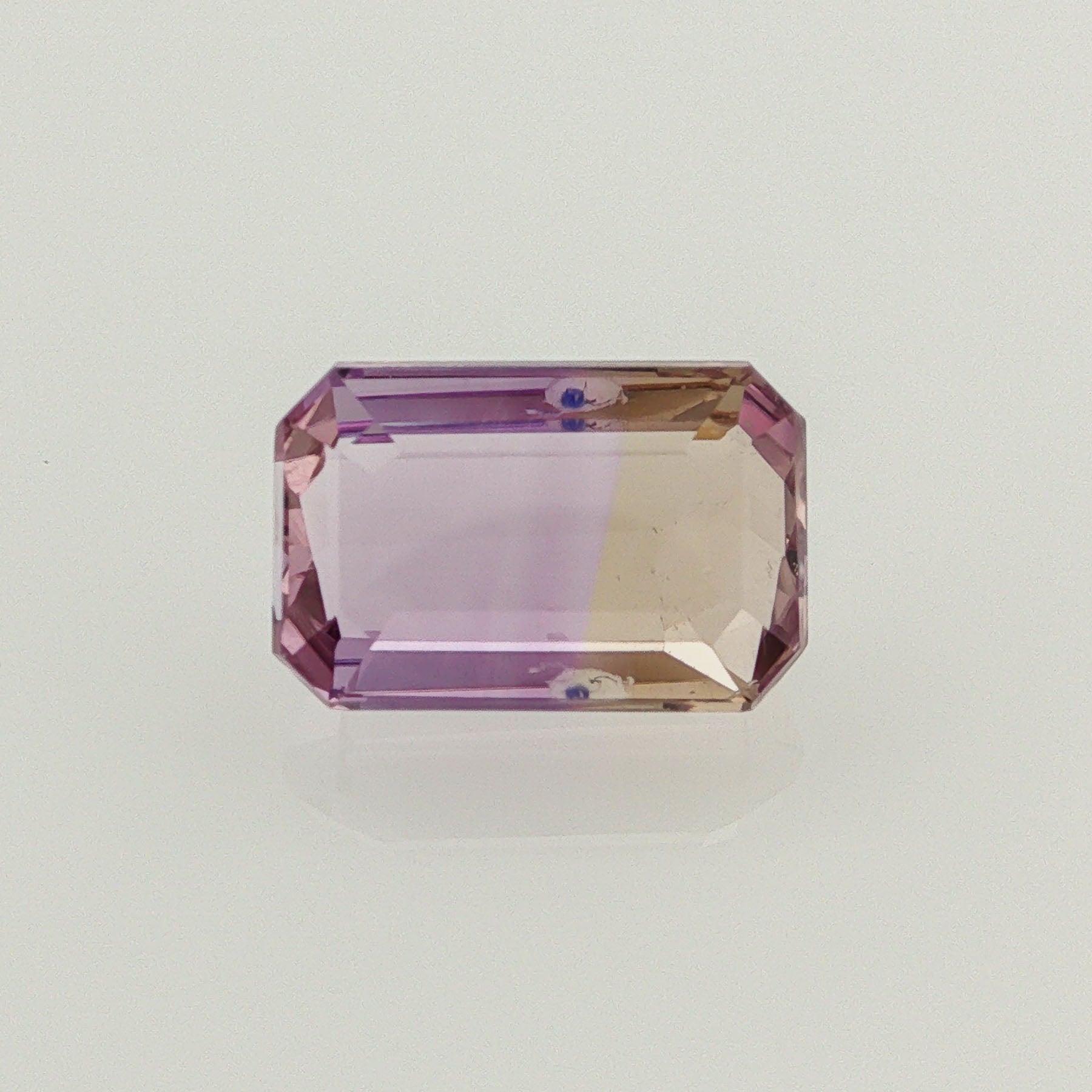 Natural ametrine, light purple / light yellow, emerald cut, 5.91 ct, loose gemstone.