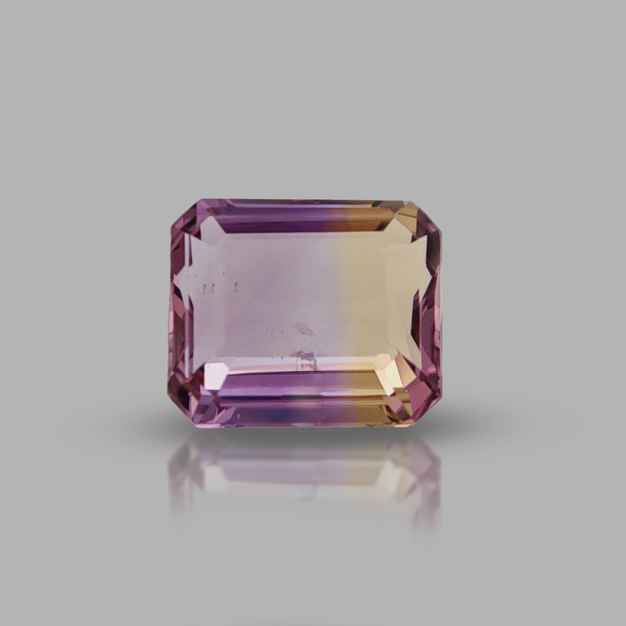 Natural ametrine, bicolor - vivid purple / vivid yellow, emerald cut, 7.18 ct, loose gemstone, view 5.