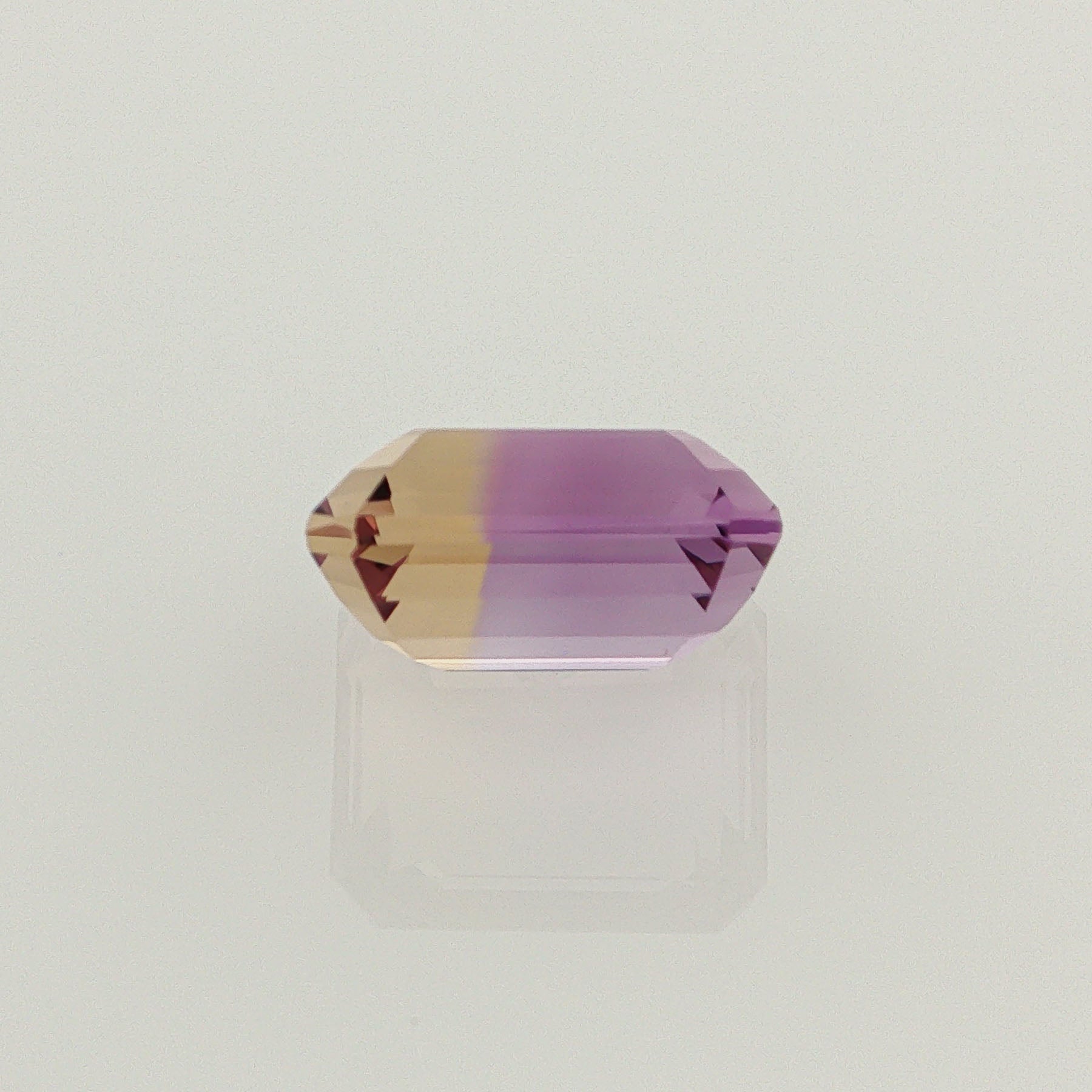 Natural ametrine, bicolor - vivid purple / vivid yellow, emerald cut, 7.18 ct, loose gemstone, view 3.