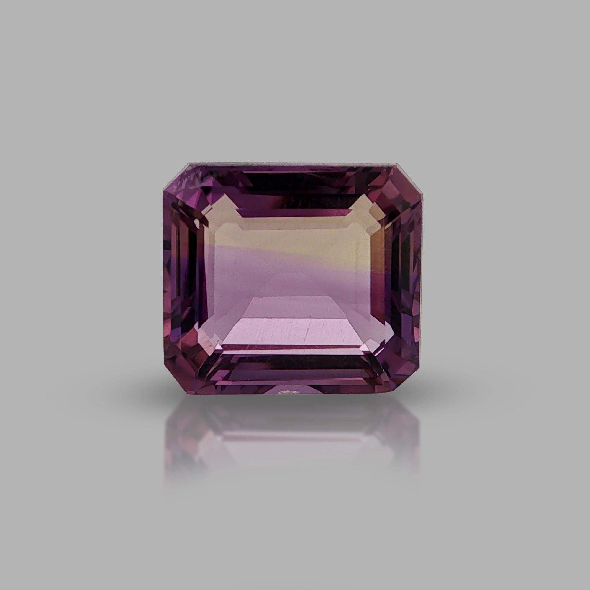 Natural ametrine, bicolor - vivid purple / very light yellow, emerald cut, 9.07 ct, loose gemstone, view 5.