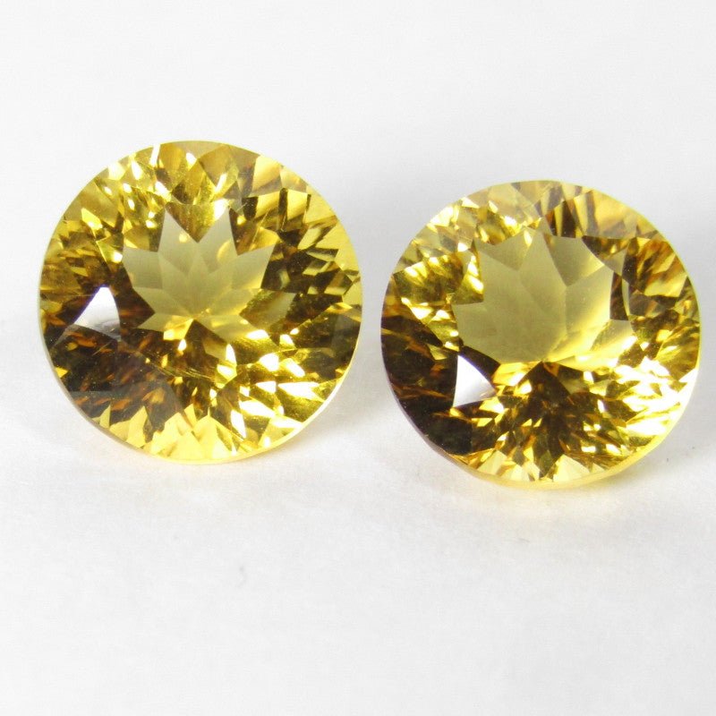 Natural Citrine, , Matched Pair 6.62 ct – Round Cut, Heated