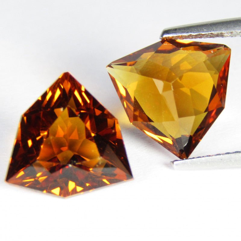 Natural Citrine, Matched Pair 8.38 ct – Fancy Trillion Cut, Heated