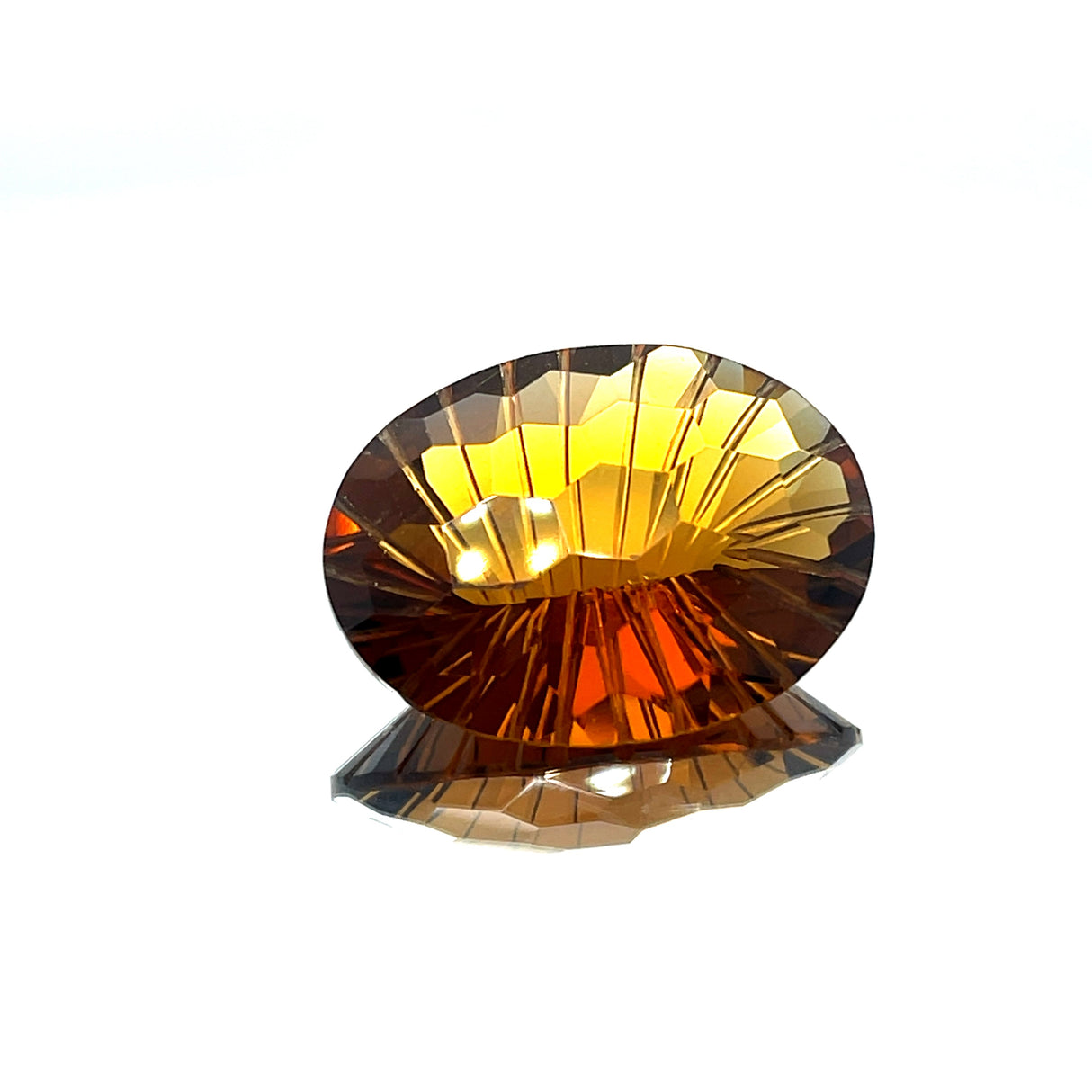 Natural Honey Citrine 23.38 ct – Oval Honeycomb Cut, Untreated