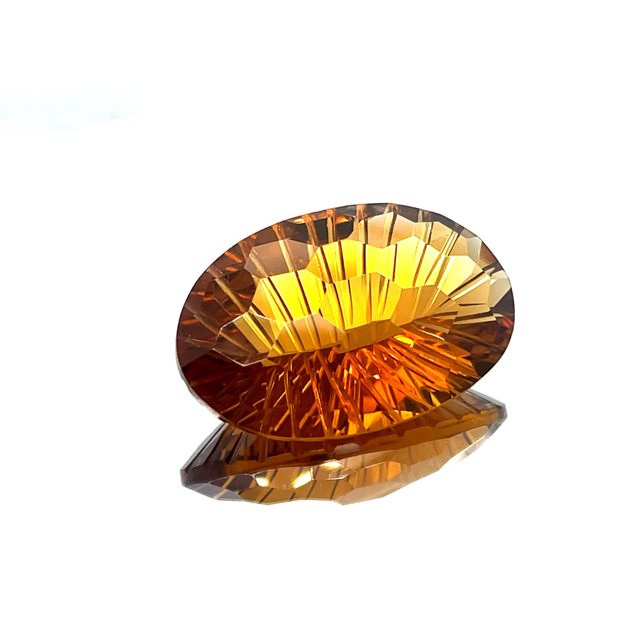 Natural Honey Citrine 27.87 ct – Oval Honeycomb Cut, Untreated