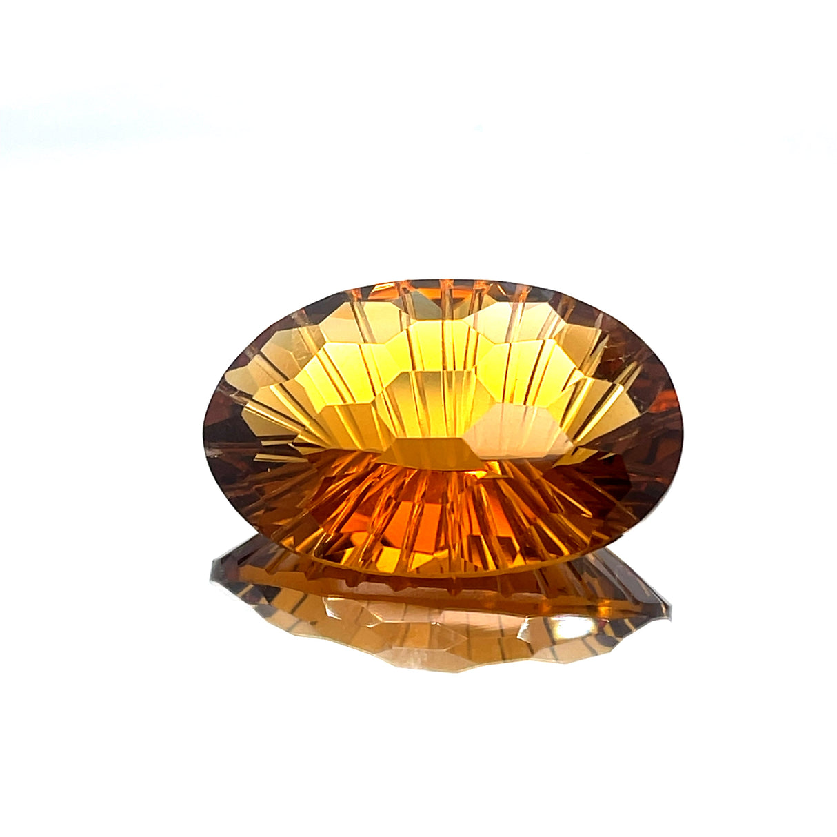 Natural Honey Citrine 27.87 ct – Oval Honeycomb Cut, Untreated