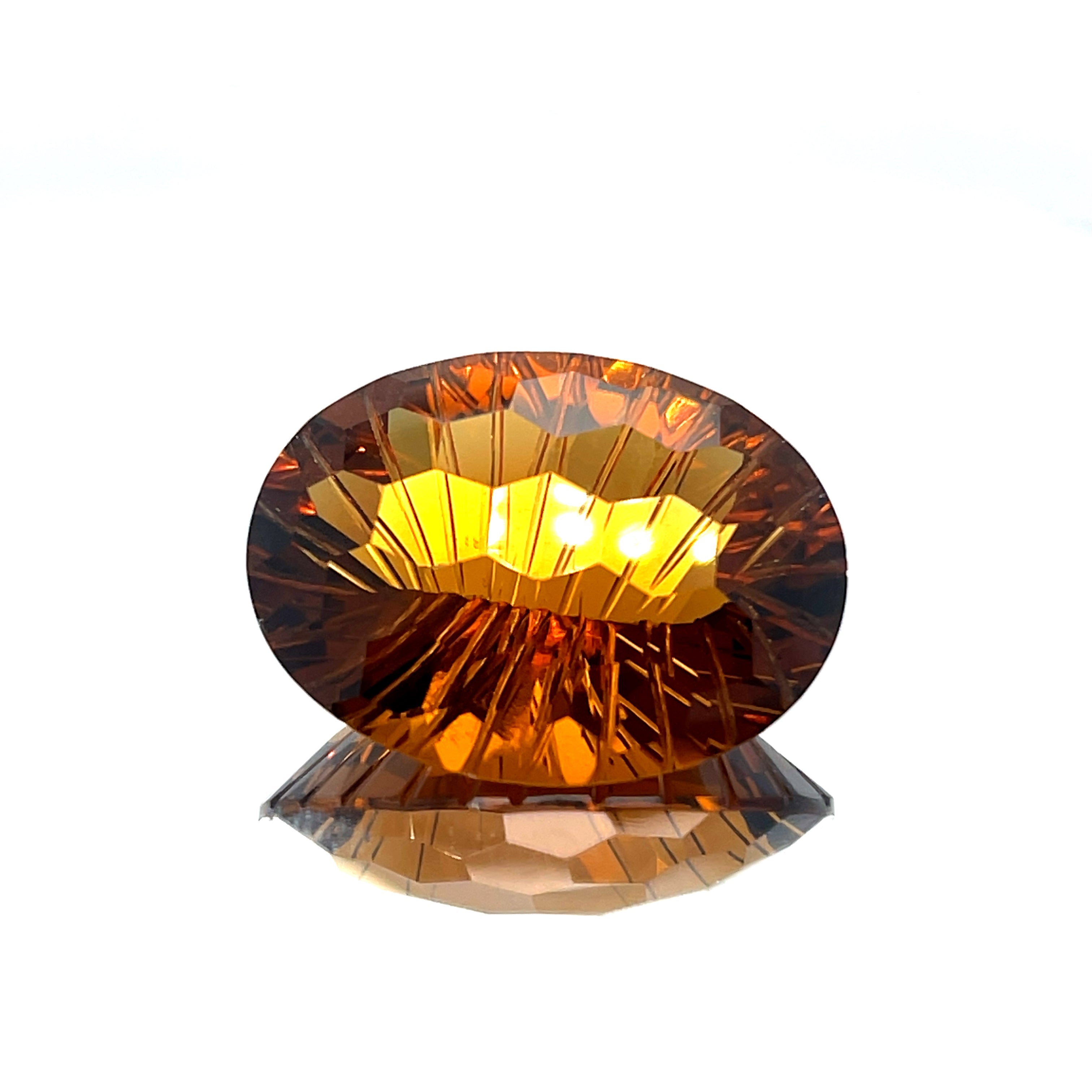 Natural Honey Citrine 29.53 ct – Oval Honeycomb Cut, Untreated