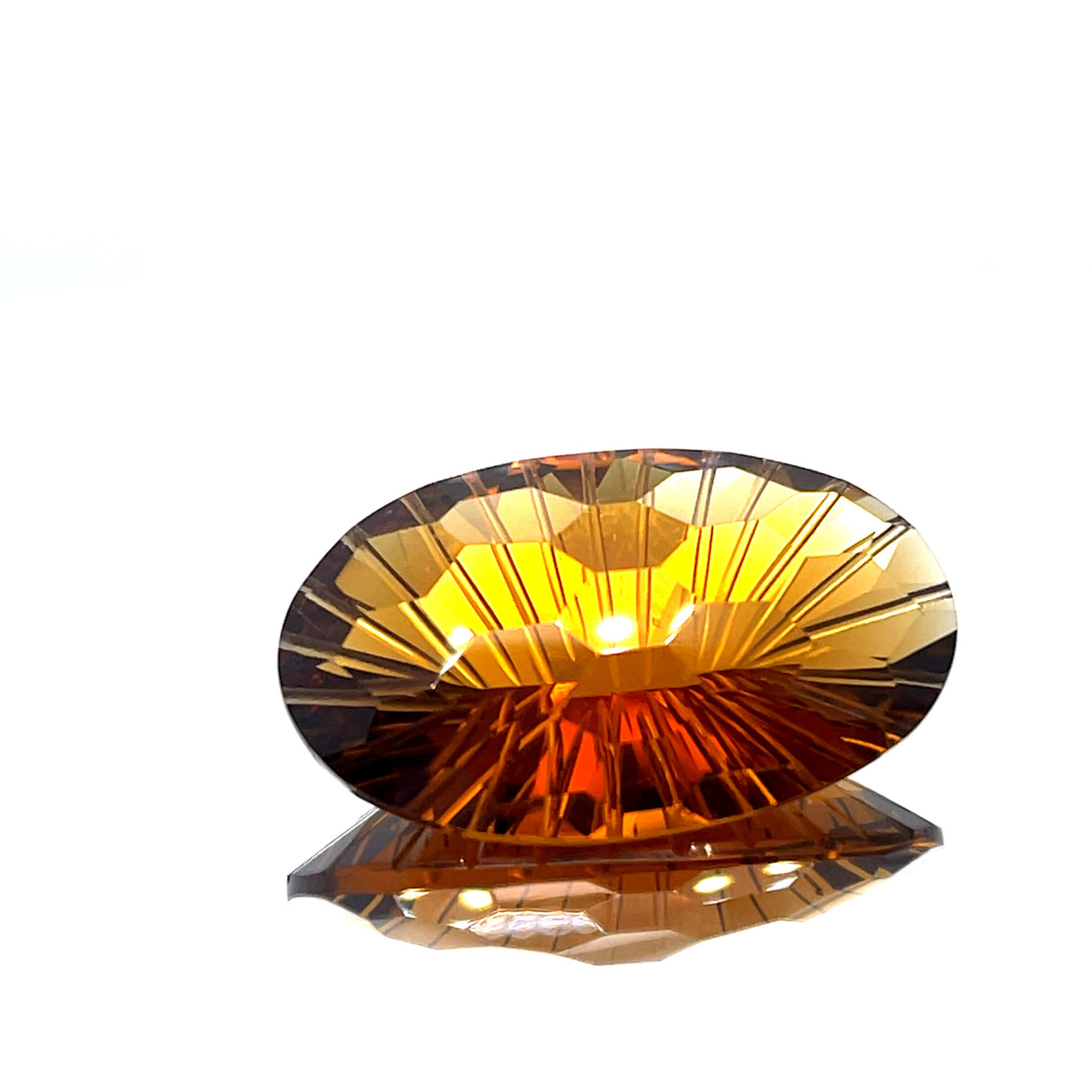 Natural Honey Citrine 36.39 ct – Oval Honeycomb Cut, Untreated