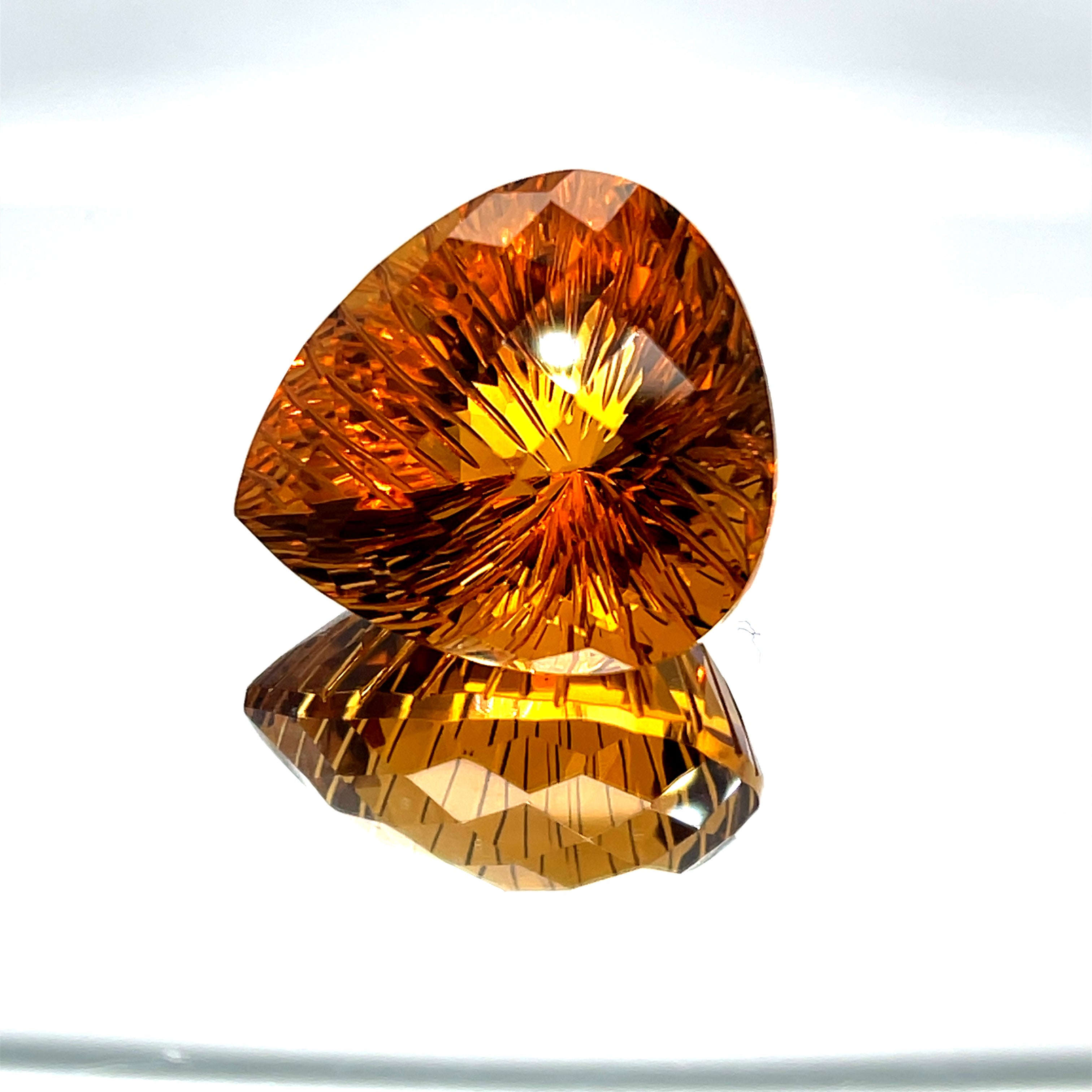 Natural Honey Citrine 36.39 ct – Pear Honeycomb Cut, Untreated