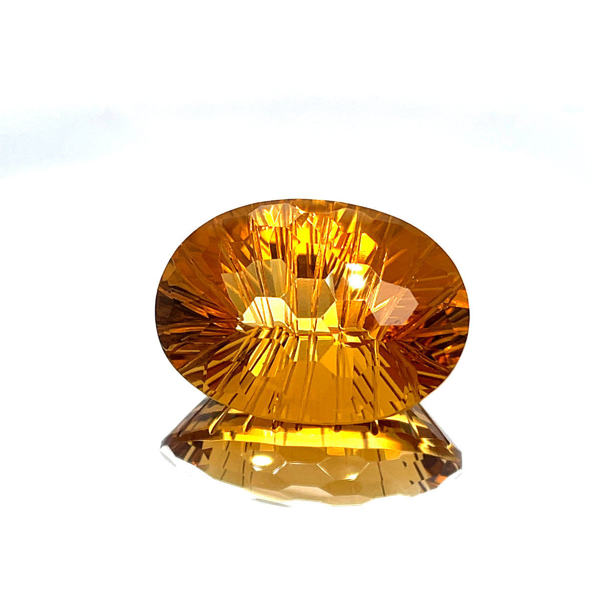Natural Honey Citrine 39.23 ct – Oval Honeycomb Cut, Untreated