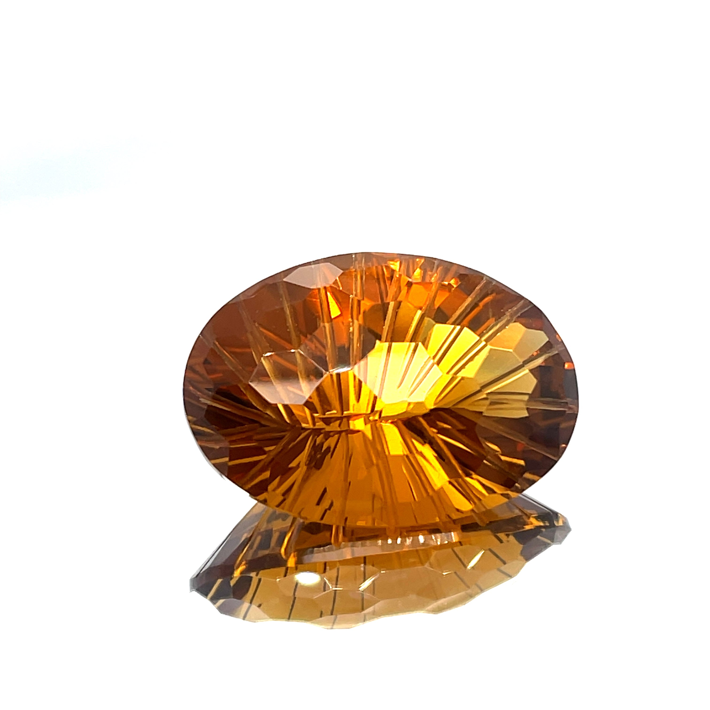 Natural Honey Citrine 39.29 ct – Oval Honeycomb Cut, Untreated