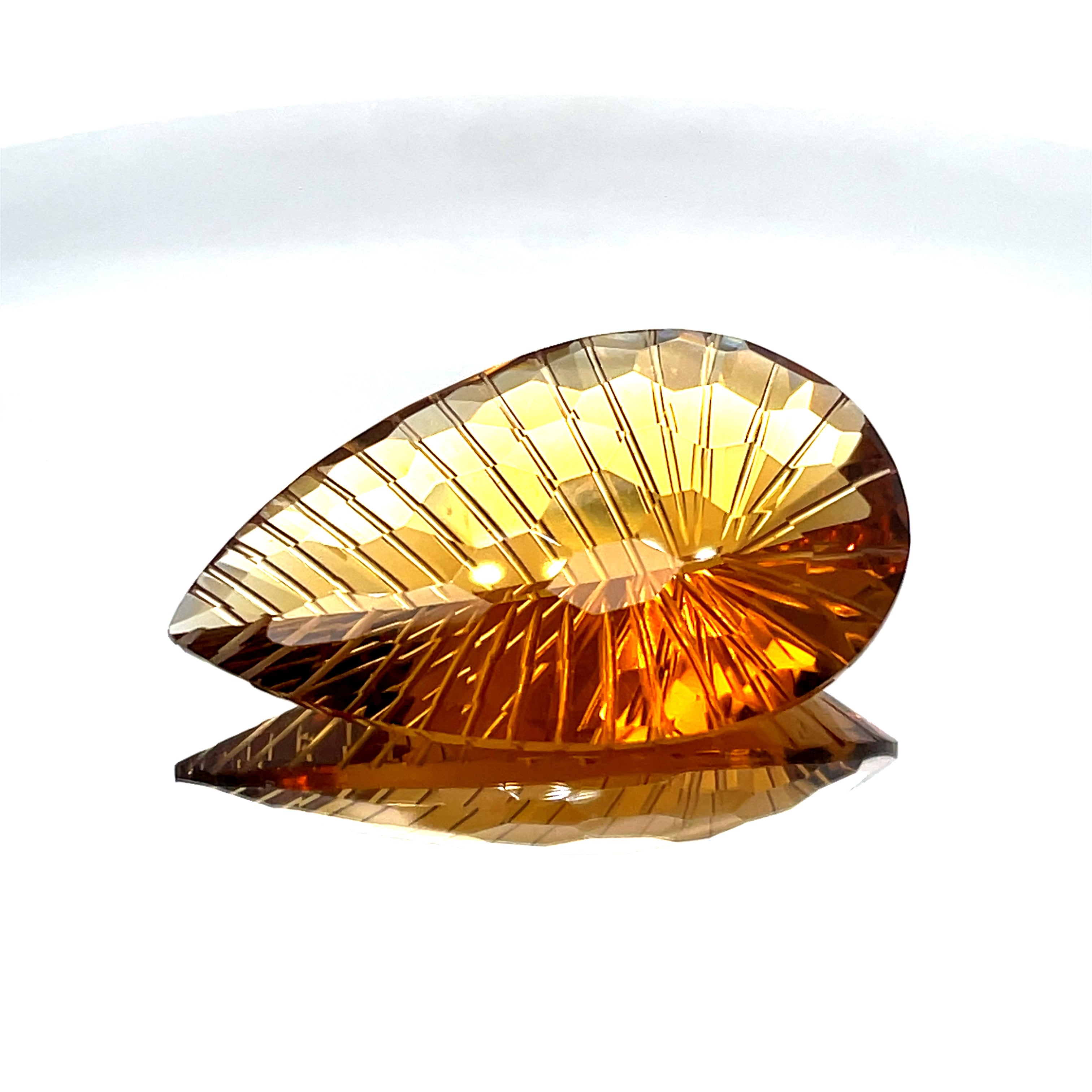 Natural Honey Citrine 44.00 ct – Pear Honeycomb Cut, Untreated