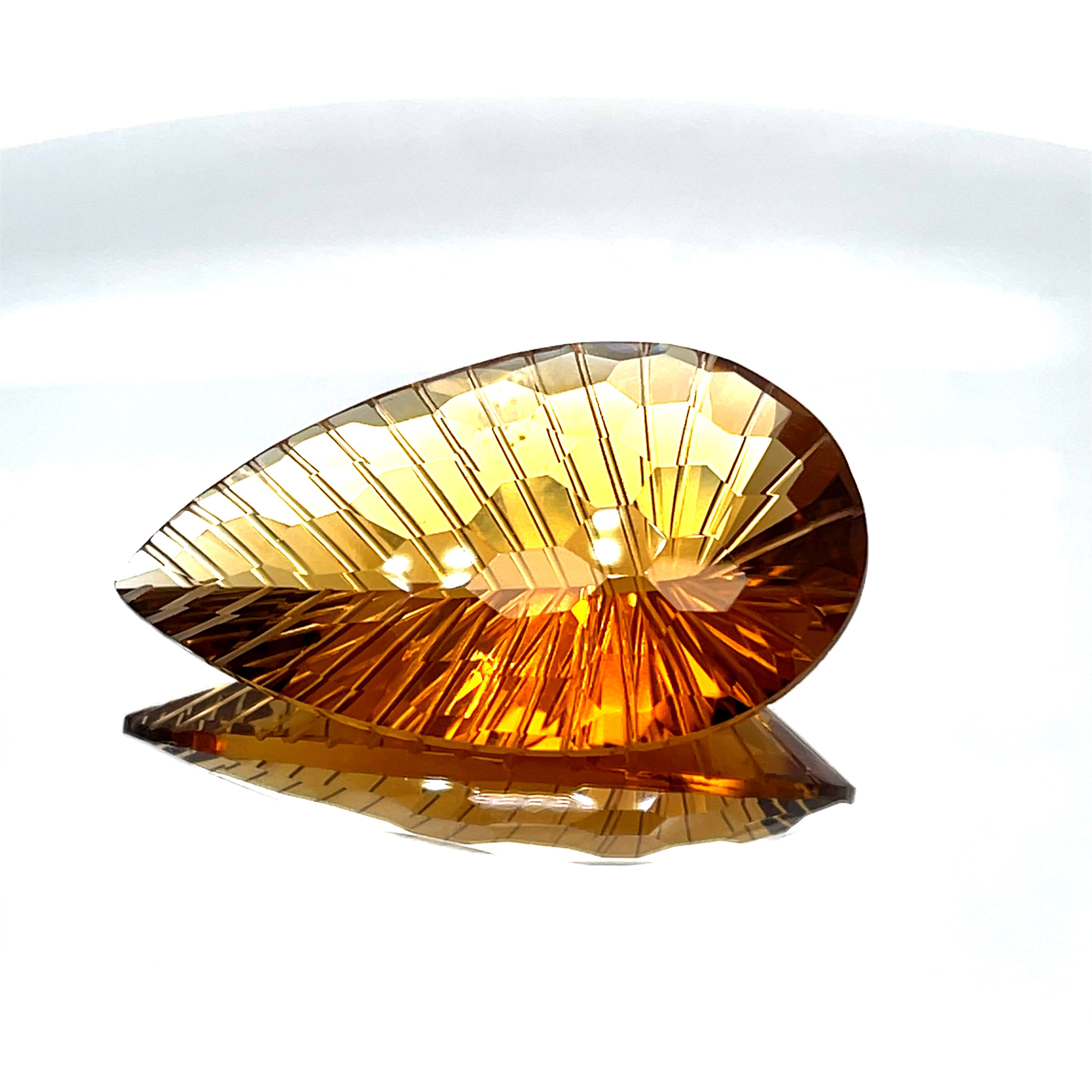 Natural Honey Citrine 44.00 ct – Pear Honeycomb Cut, Untreated