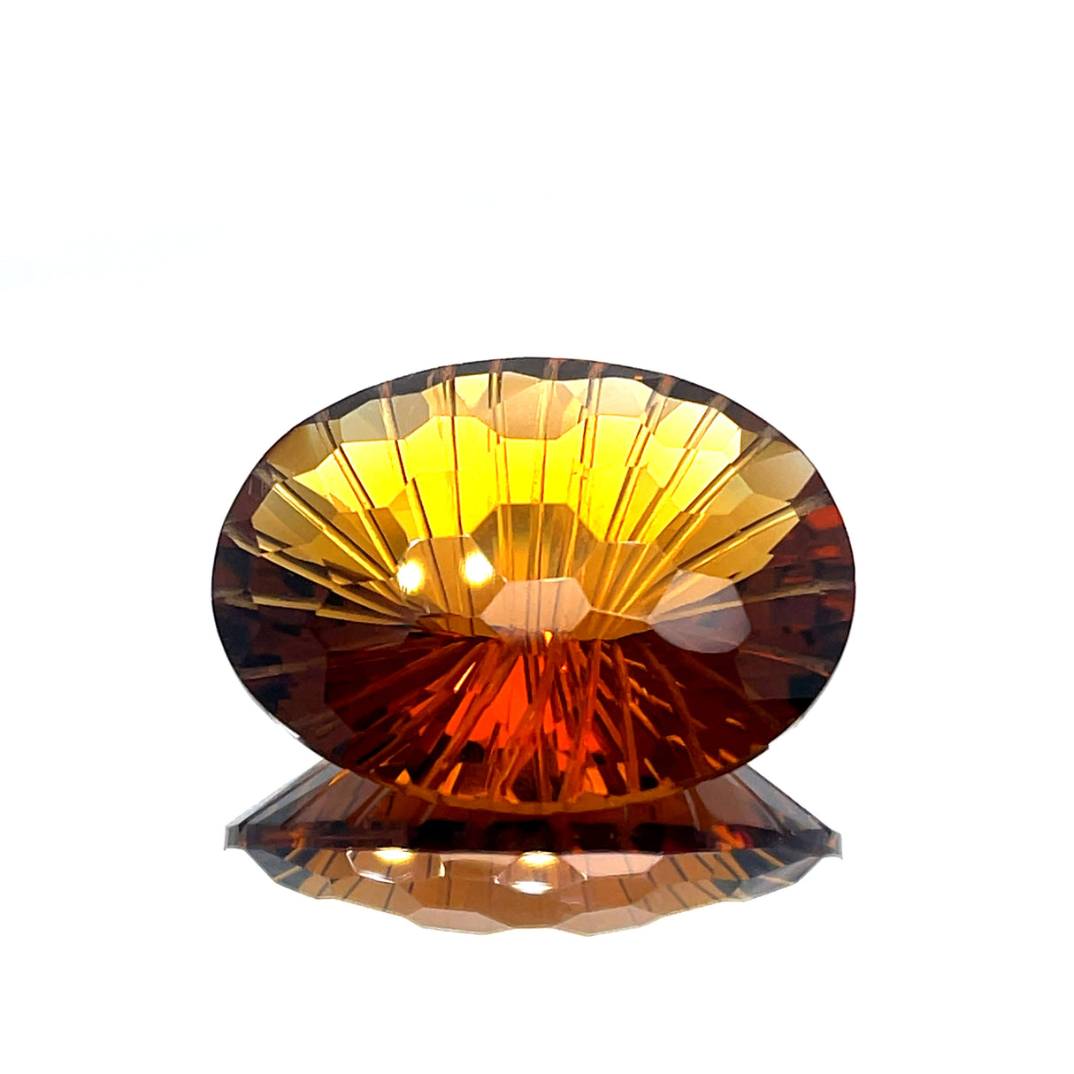 Natural Honey Citrine 47.51 ct – Oval Honeycomb Cut, Untreated