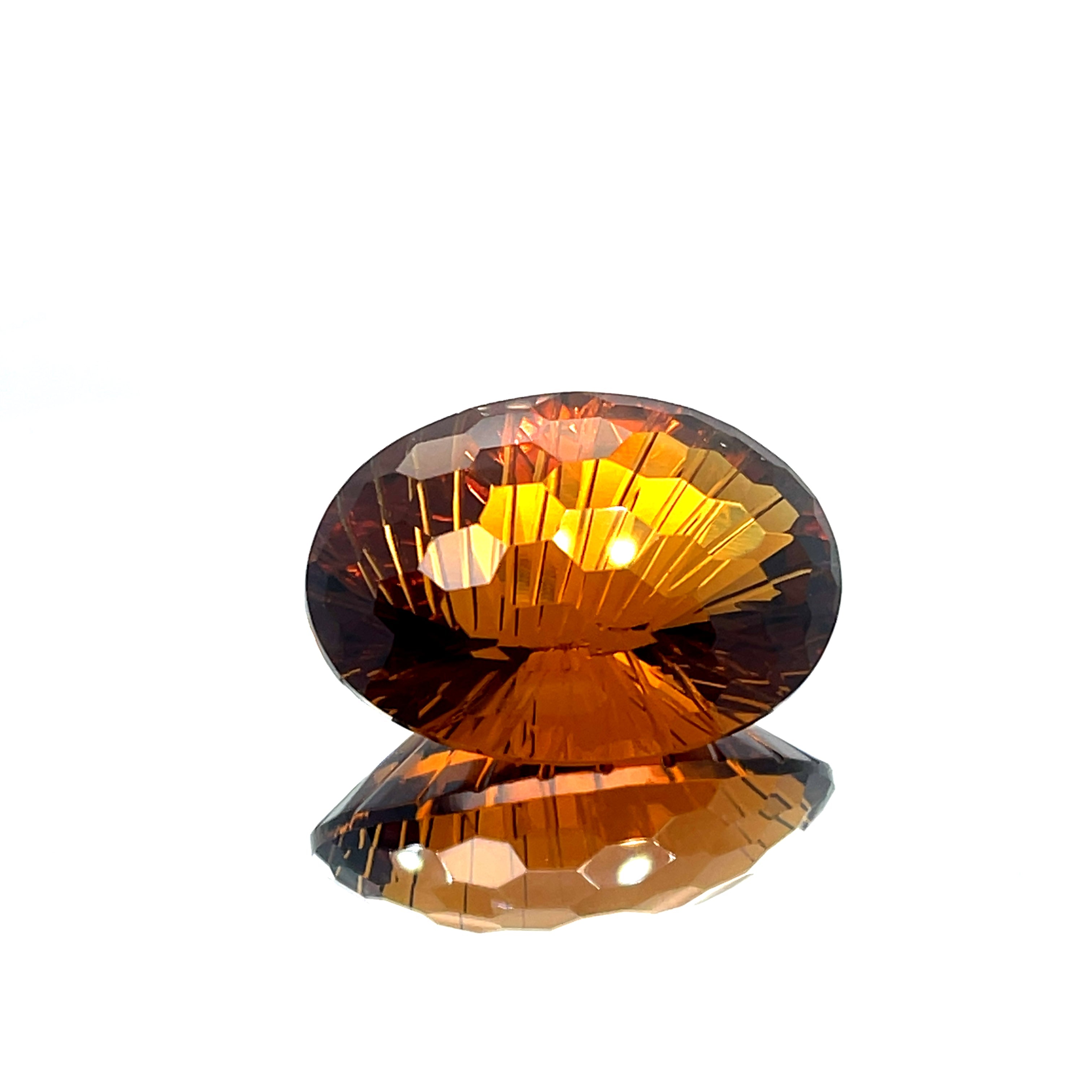 Natural Honey Citrine 56.17 ct – Oval Honeycomb Cut, Untreated