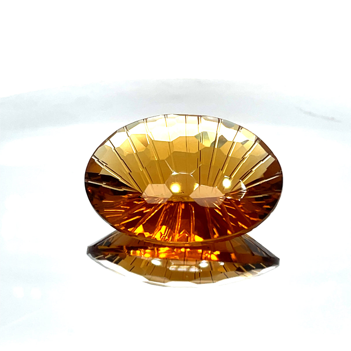Natural Honey Citrine 69.06 ct – Oval Honeycomb Cut, Untreated