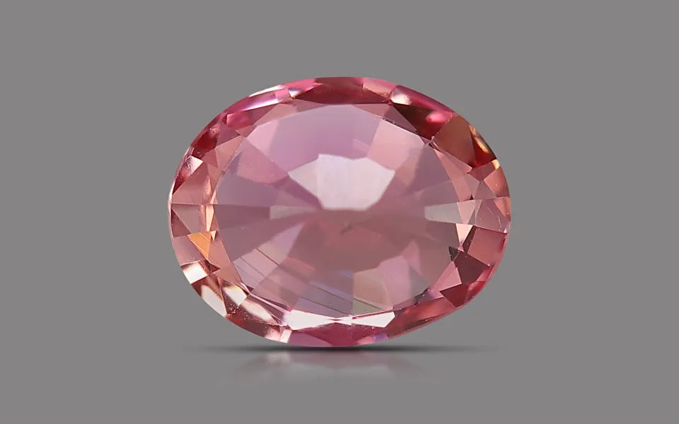 Natural sapphire, orangy pink, oval cut, 1.08 ct, loose gemstone, view 4.