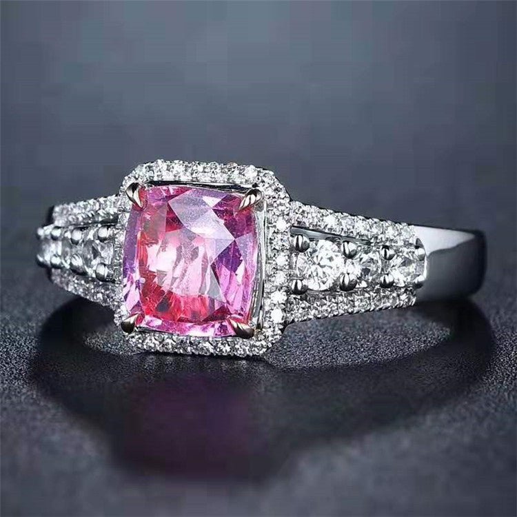 Natural Pink Sapphire Engagement Ring 1.30 ct – 18K White Gold with Diamonds
