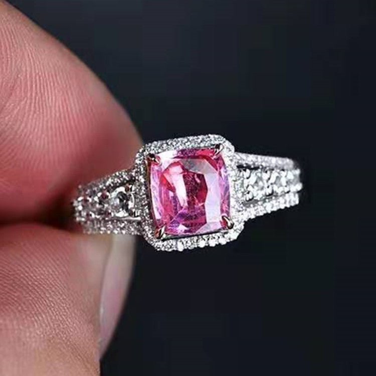 Natural Pink Sapphire Engagement Ring 1.30 ct – 18K White Gold with Diamonds