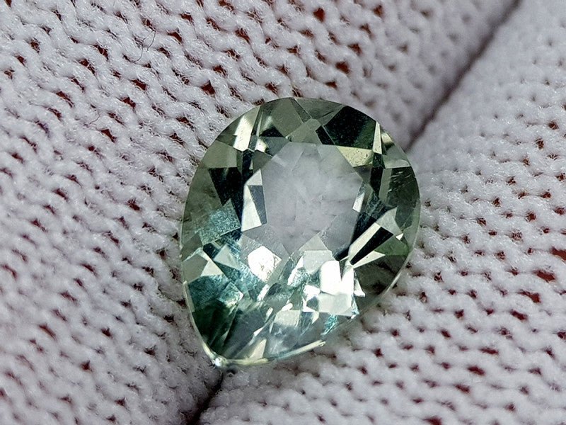 Natural Prasiolite 3.45 ct – Green Amethyst, Pear Cut, Heat Treated