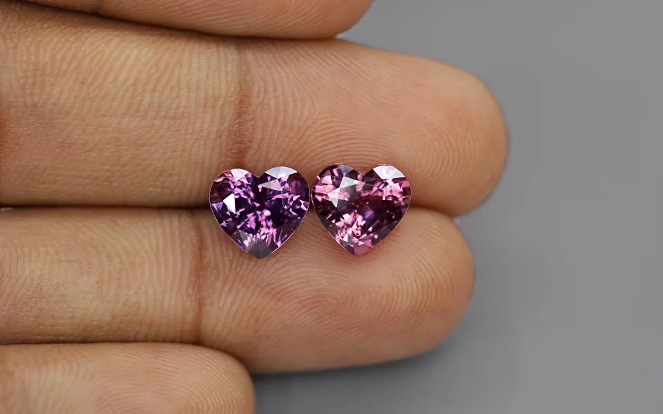 Natural Purple Spinel Pair 5.73 ct – Heart Cut, Untreated, Tanzania