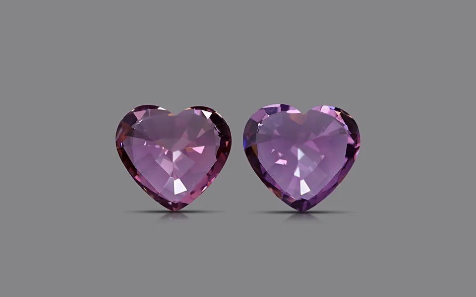 Natural Purple Spinel Pair 5.73 ct – Heart Cut, Untreated, Tanzania