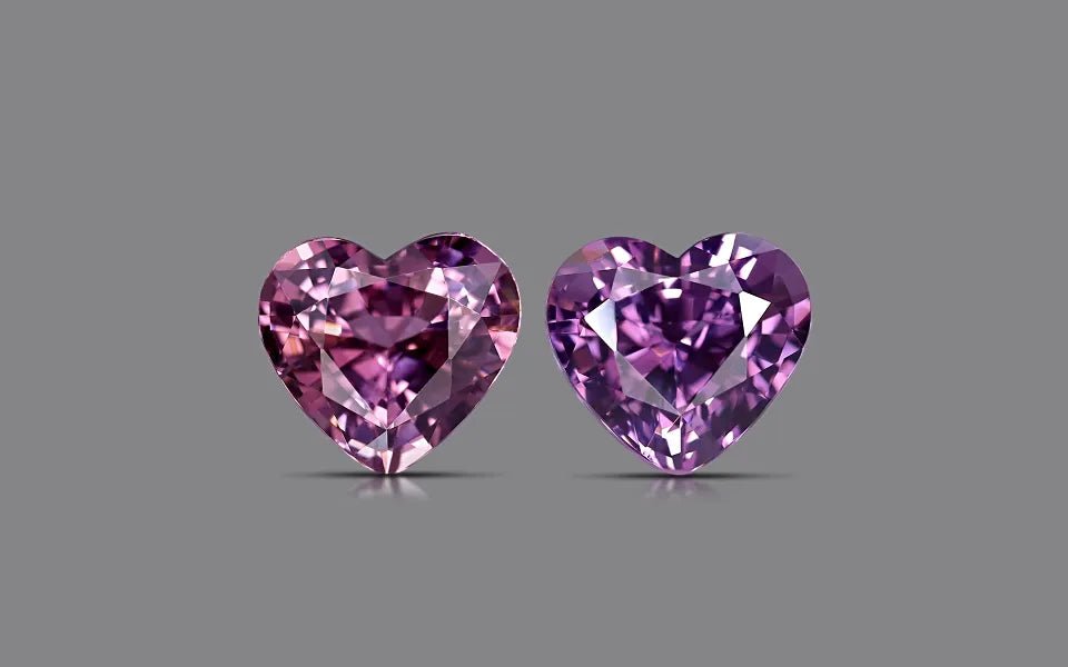 Natural Purple Spinel Pair 5.73 ct – Heart Cut, Untreated, Tanzania
