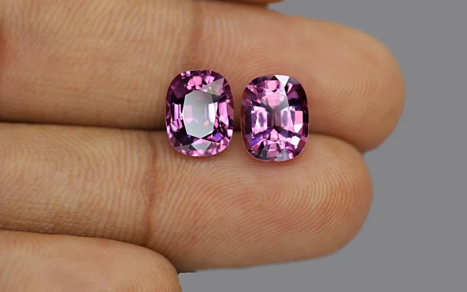 Natural Purple Spinel Pair 6.38 ct – Cushion Cut, Untreated, Tanzania