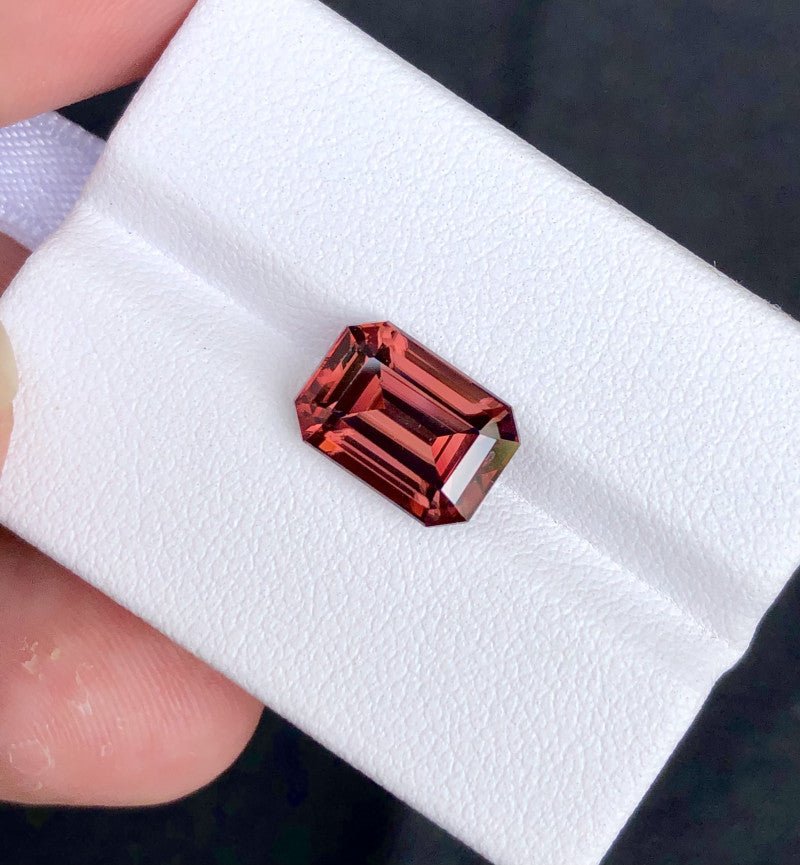 Natural Red Zircon 5.58 ct – Rectangular Step Cut, IF Clarity, Untreated, Tanzania