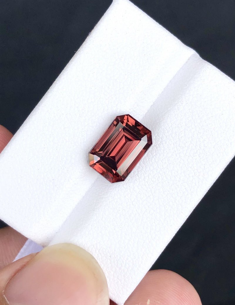 Natural Red Zircon 5.58 ct – Rectangular Step Cut, IF Clarity, Untreated, Tanzania