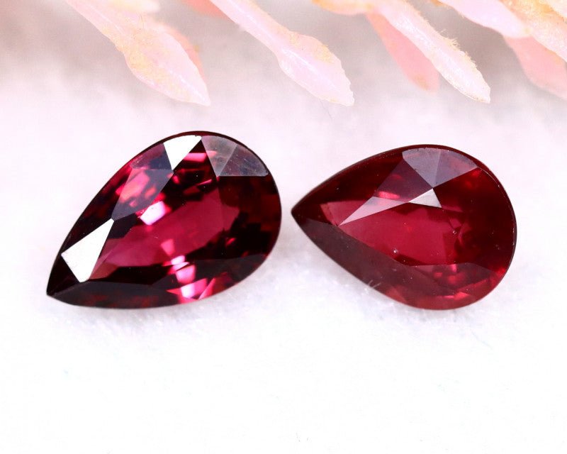 Natural Rhodolite Garnets 2.09 ct – Pear Cut Matching Pair, Untreated