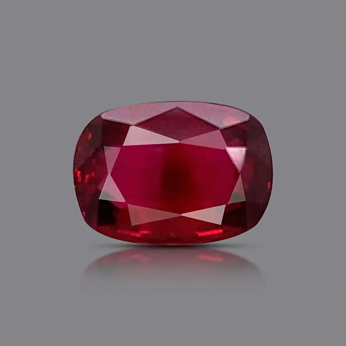 Natural ruby, vivid red, cushion cut, 2.08 ct, loose gemstone.