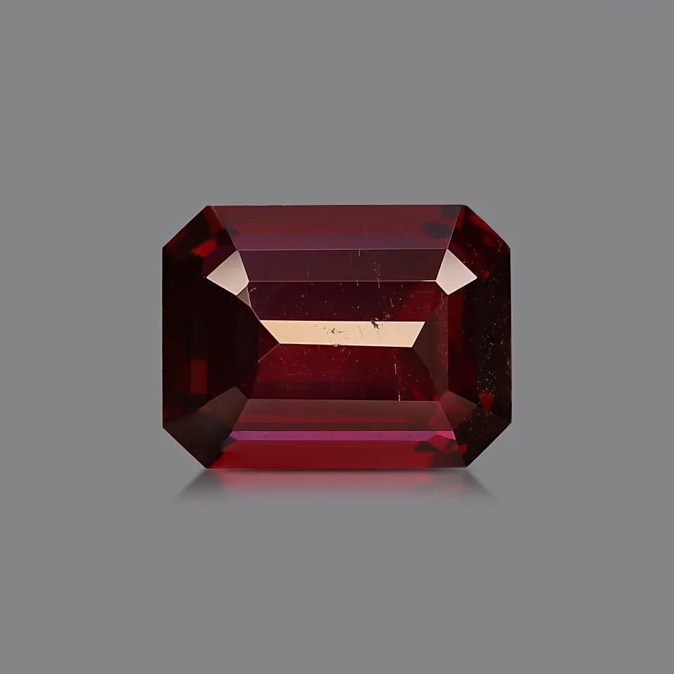 Natural unheated ruby, vivid red, emerald cut, 7 ct, loose gemstone, view 2.